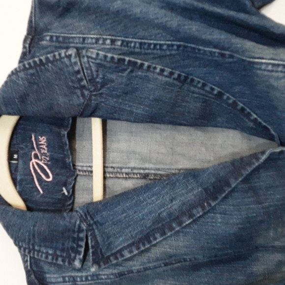 Pzi jean women denim jacket in size M embroidery accent belted boho festival Y2K - Picture 2 of 10